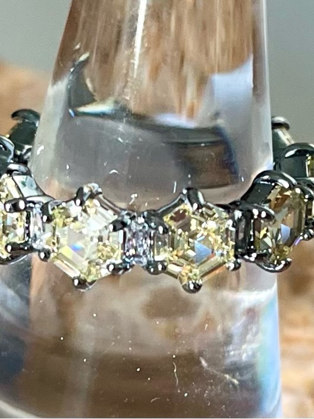 Bomb Party Yellow Diamond Hexagon-Set Eternity Ring - Women Jewelry